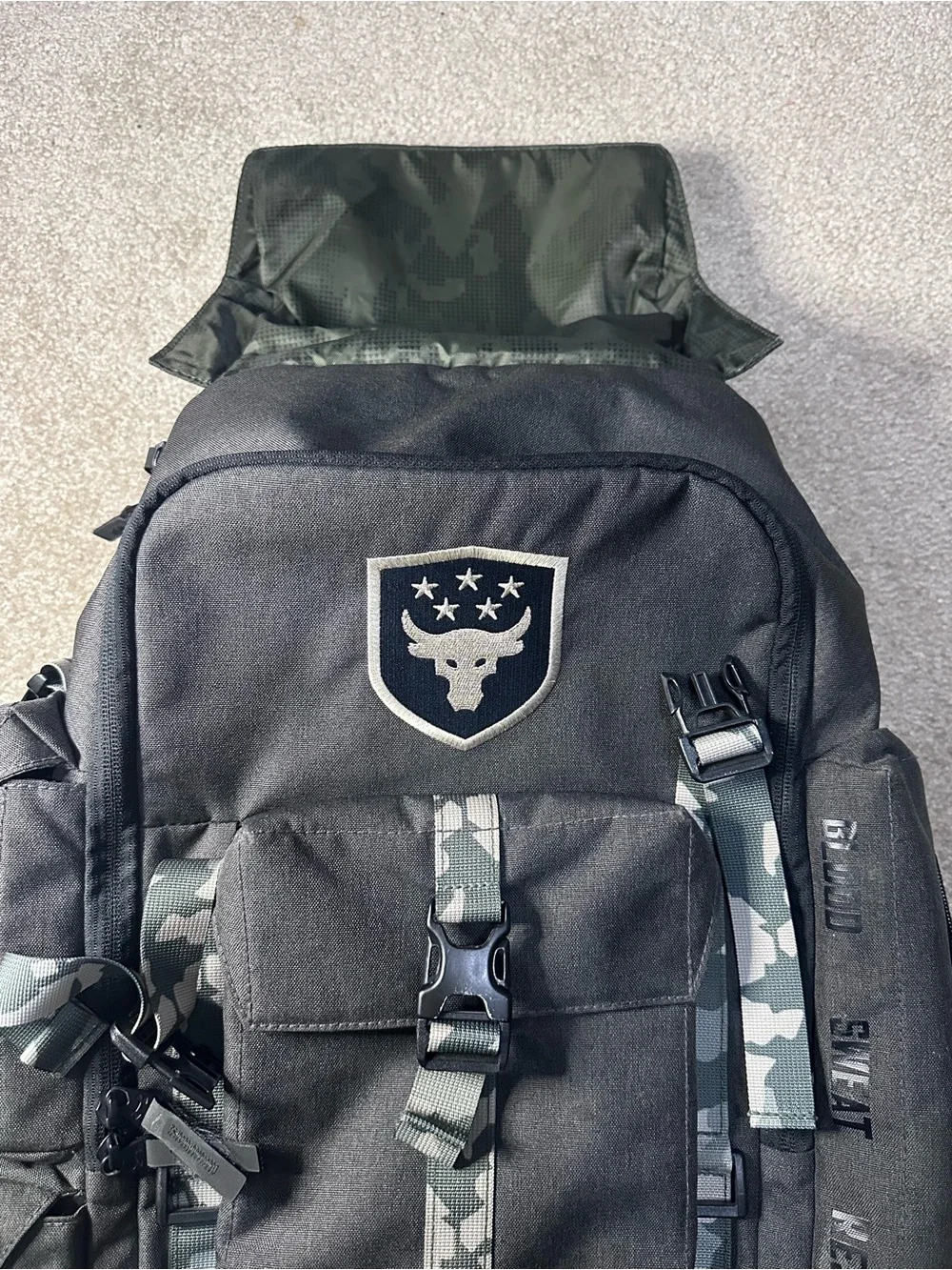 Under Armour Project Rock Men's Black with Gray Camo Accent Backpack